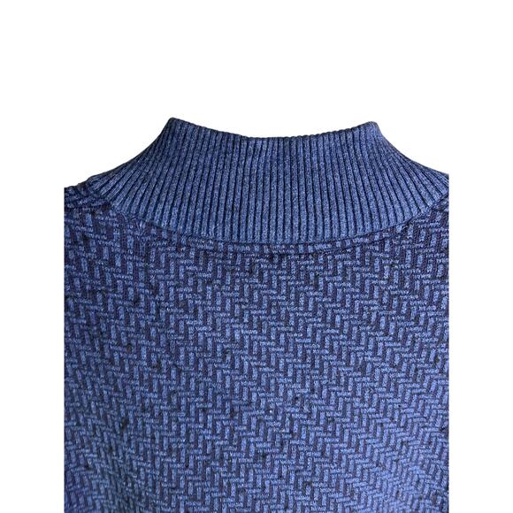 Robert Graham Sweater Mens L Blue 1/4 Zip Pullover Brennand Geometric Classic - Picture 5 of 9